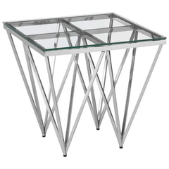 Allure Silver Finish Prismatic Legs End Table