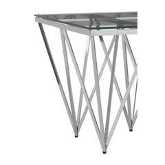 Allure Silver Finish Prismatic Legs End Table
