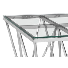 Allure Silver Finish Prismatic Legs End Table