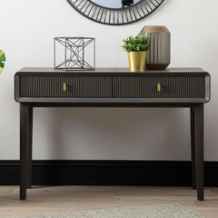 Amelie Smoke Grey Elm 2 Drawer Table | Home Luxe Interior