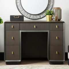 Amelie Smoke Grey Elm 7 Drawer Dressing Table | Home Luxe Interior
