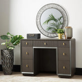 Amelie Smoke Grey Elm 7 Drawer Dressing Table | Home Luxe Interior
