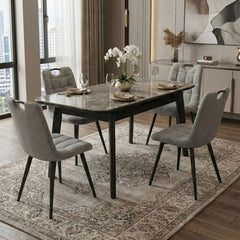 Arizona Grey Ceramic Extending Dining Set 4 Monza Chairs 130-160cm