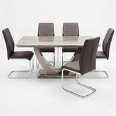 Atlantis Brown Dining Table 1.6m & 6 Chairs Set - Modern MDF Wood