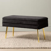 Black Velvet Storage Bench Ottoman With Gold Legs – Home Luxe Interior