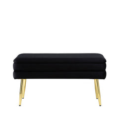 Black Velvet Storage Bench Ottoman With Gold Legs – Home Luxe Interior