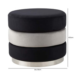 Black & Grey Round Velvet Stool – Home Luxe Interior