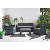 Canterbury Rattan Effect Sofa Set – Black – Home Luxe Interior