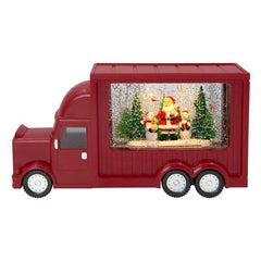 Christmas Red Truck With LED Spinning Glitter