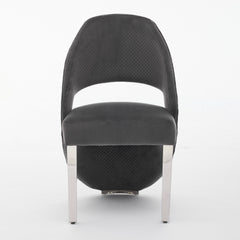 Santorini Dining Chairs – Grey Plush Velvet with Chrome Legs | Home Luxe Interior (Sold in pairs only)