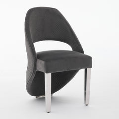Santorini Dining Chairs – Grey Plush Velvet with Chrome Legs | Home Luxe Interior (Sold in pairs only)