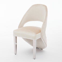 Santorini Dining Chairs – Cream Plush Velvet with Chrome Legs | Home Luxe Interior (Sold in pairs only)