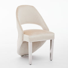 Santorini Dining Chairs – Cream Plush Velvet with Chrome Legs | Home Luxe Interior (Sold in pairs only)
