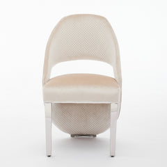 Santorini Dining Chairs – Cream Plush Velvet with Chrome Legs | Home Luxe Interior (Sold in pairs only)