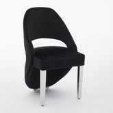 Santorini Black Plush Velvet Dining Chair with Chrome Legs | Home Luxe Interior (Sold in pairs only)