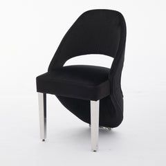 Santorini Black Plush Velvet Dining Chair with Chrome Legs | Home Luxe Interior (Sold in pairs only)