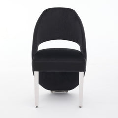 Santorini Black Plush Velvet Dining Chair with Chrome Legs | Home Luxe Interior (Sold in pairs only)