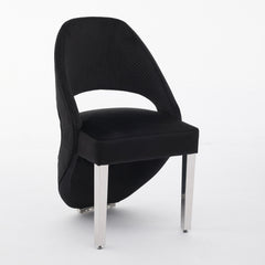 Santorini Black Plush Velvet Dining Chair with Chrome Legs | Home Luxe Interior (Sold in pairs only)