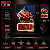 Rocky Neon LED Wall Art Picture USB Powered Boxing Canvas Decor UK