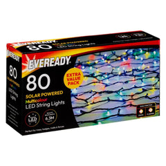 Eveready 80 Multicolour LED Solar String Lights - 9.3m Garden Decor