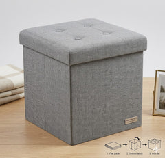 Home Luxe Grey Brushed Velvet Folding Storage Box Ottoman - 38cm