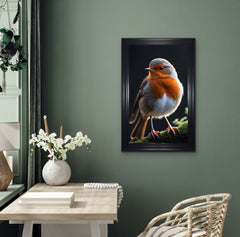French Velvet Close-up Image of European Robin - Home Luxe Interior