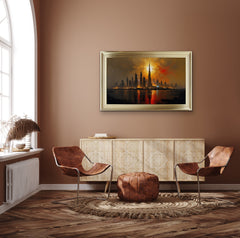 French Velvet Dubai City View Abstract - Home Luxe Interior