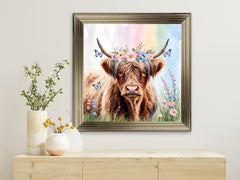 French Velvet Isla, the highland cow in Pastels - Home Luxe Interior