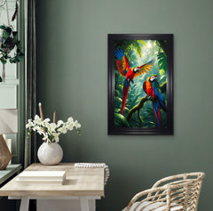 French Velvet Pair of Macaw Parrots - Home Luxe Interior