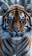 French Velvet Siberian tiger in snowy wilderness. - Home Luxe Interior