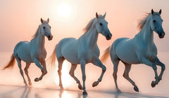 French Velvet Three Horses galloping - Home Luxe Interior