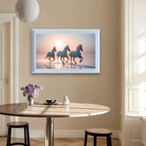 French Velvet Three Horses galloping - Home Luxe Interior