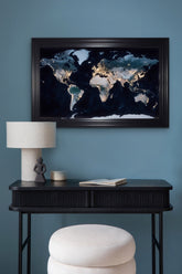 French Velvet World Map by Night - Home Luxe Interior