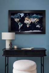 French Velvet World Map by Night - Home Luxe Interior