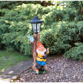 Garden Gnome with Solar Lamp Post - Orange Cheeky Musical Ornament