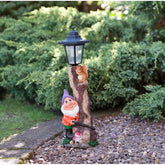 Garden Gnome with Solar Lamp Post - Purple Musical Garden Ornament