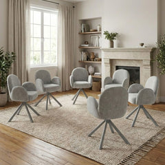 Gstaad Grey Swivel Dining Chairs Set of 2 Fabric Spider Leg Armchair