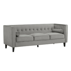 Helia 3 Seat Grey Velvet Sofa