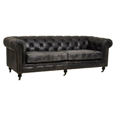 Hoxton Ebony Leather Sofa