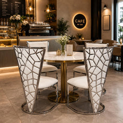 Set Of 2 Vienna Cream & Silver DIning Chairs