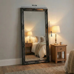 Juliette Large Black Ornate Full Length Mirror 180x90cm