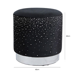 Kent Round Stool with Sparkle Pattern – Black – Home Luxe Interior