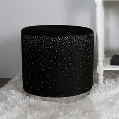 Kent Round Stool with Sparkle Pattern – Black – Home Luxe Interior