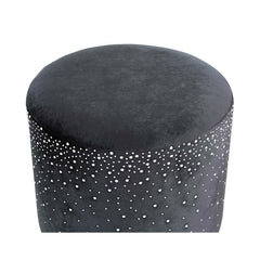 Kent Round Stool with Sparkle Pattern – Black – Home Luxe Interior