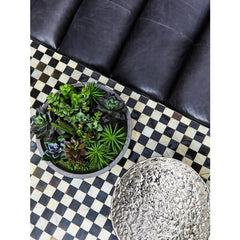 King Armless Distressed Slate Leather Sofa Chair