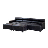 King Armless Distressed Slate Leather Sofa Chair