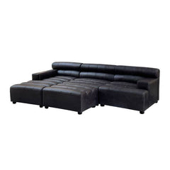 King Armless Distressed Slate Leather Sofa Chair