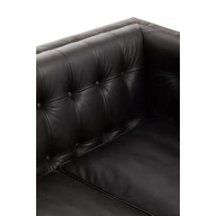 King Three Seater Antique Ebony Leather Sofa
