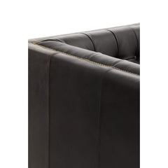 King Three Seater Antique Ebony Leather Sofa