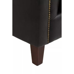 King Three Seater Antique Ebony Leather Sofa